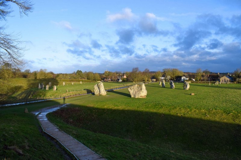 View-of-northern-circle-and-village-from-hill-Avebury
